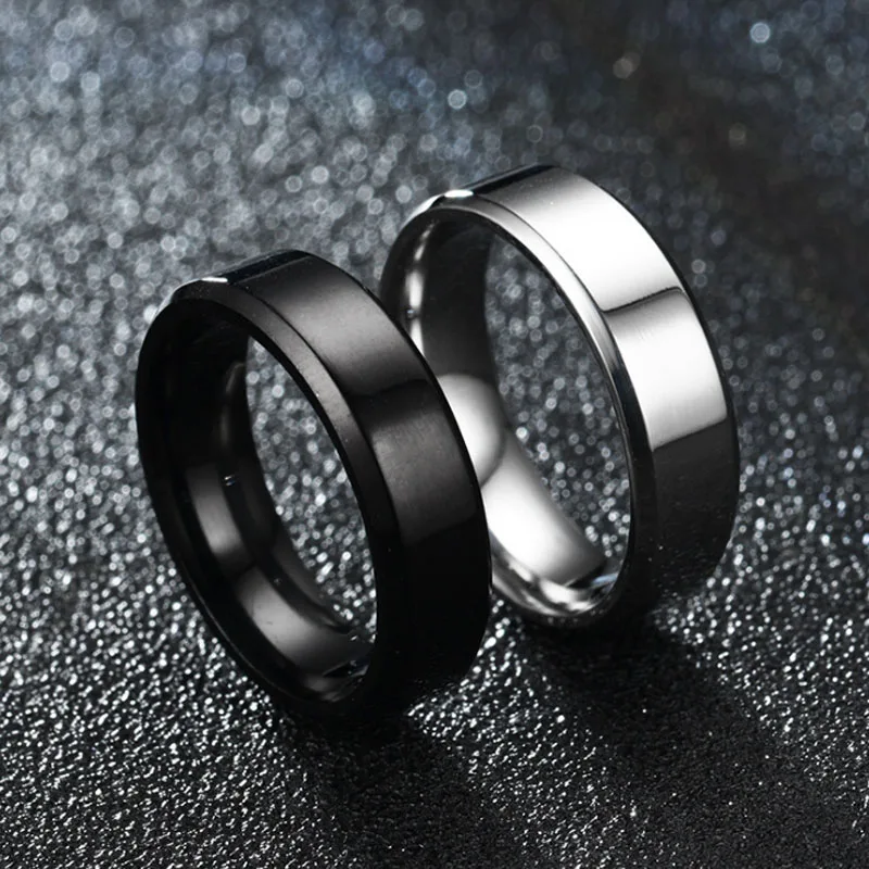 Мужской набор колец из титановой стали с черным покрытием кольцо золотистого