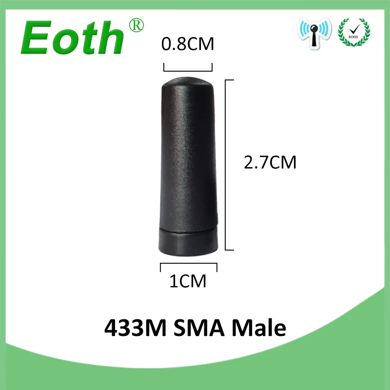 EOTH 10pcs 433mhz antenna 2~3dbi sma male lora antene pbx iot module lorawan signal receiver antena high gain