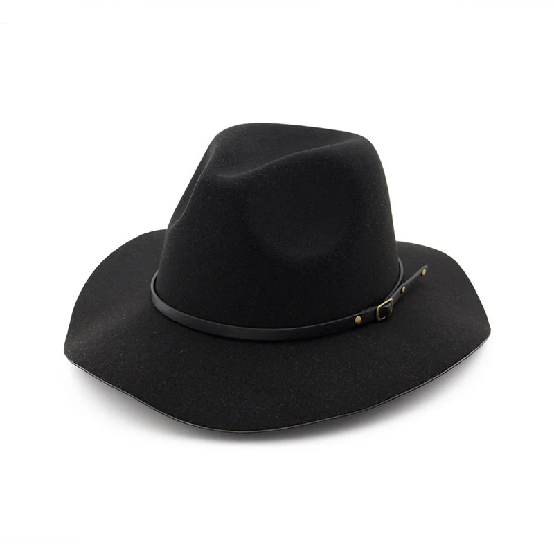 

Fashion Women Wool Felt Trilby Fedora Hat with Leather Belt Lady Wide Brim Church Sombreros Jazz Cap chapeau trilby