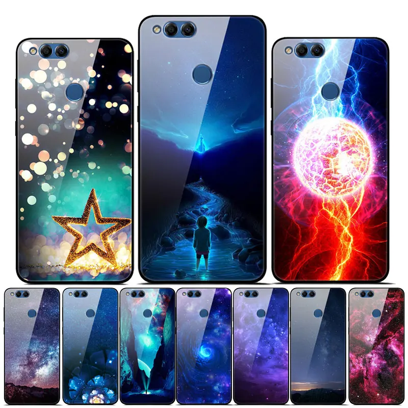 Для huawei Honor 7X чехол 5,9" Звездный узор закаленное стекло чехол для huawei Honor 7X чехол Honor7X силиконовый бампер 8X 9X Капа