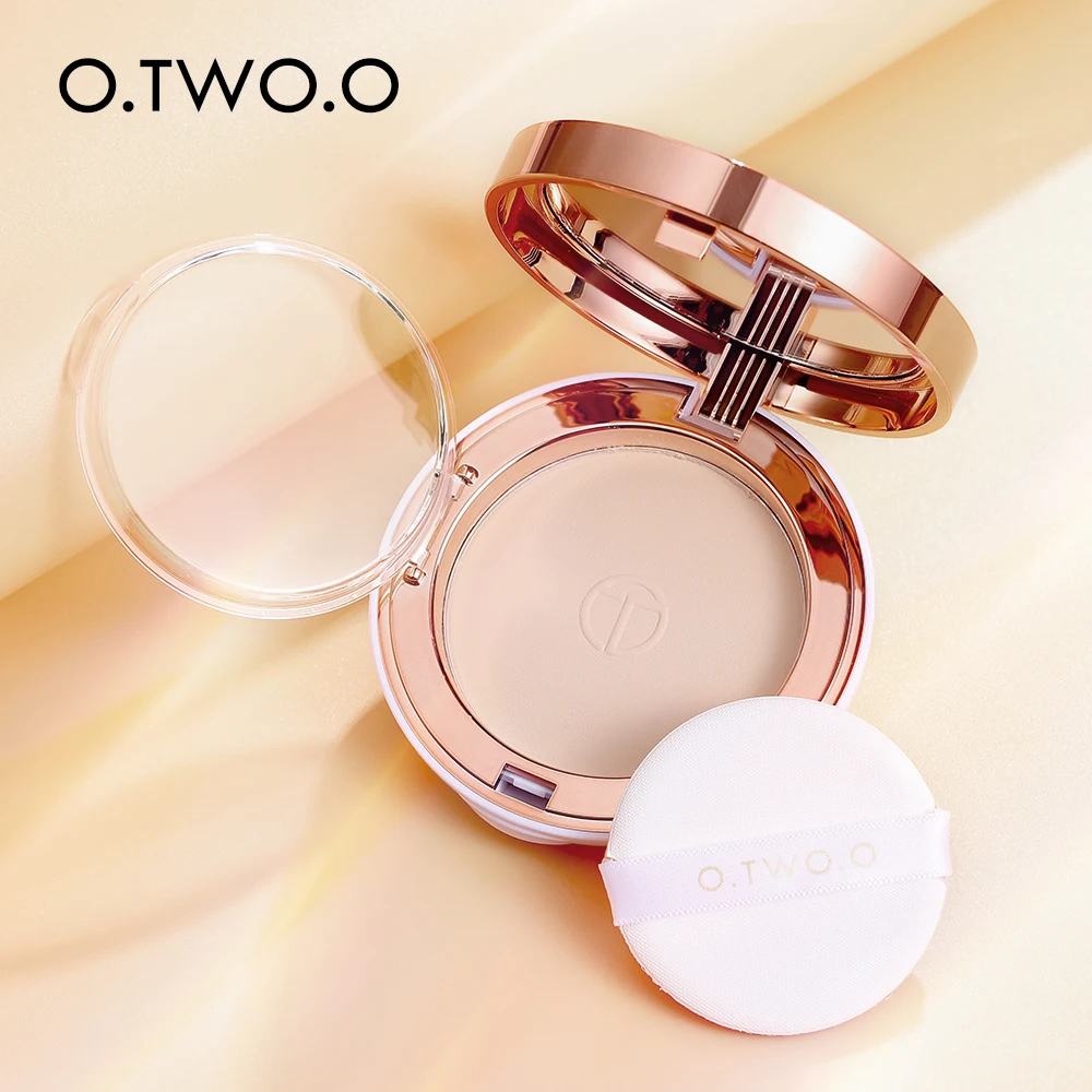 O.TWO.O Face Setting Powder Cushion Compact Powder Oil-Control 3 Colors Matte Smooth Finish Concealer Makeup Pressed Powder images - 6