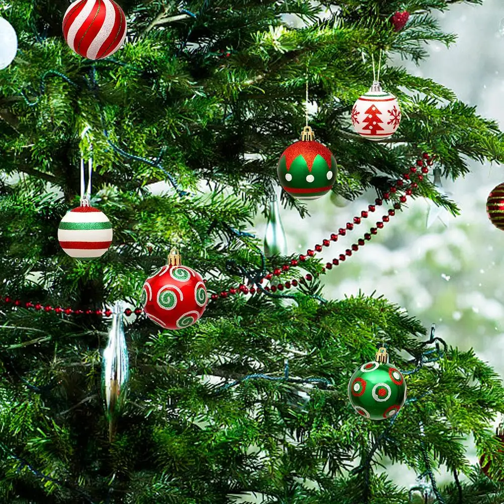 

Christmas Tree Ball Ornaments Shatterproof Christmas Tree Ornament Set Easy to Use Red Green Christmas Ball Decoration