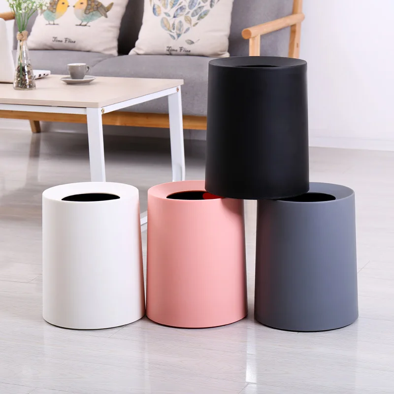 

Nordic Style Round Trash Can Basket Bedroom Living Room Bathroom Kitchen 8L 12L Waste Garbage Sorting Recycling Bin Large Small