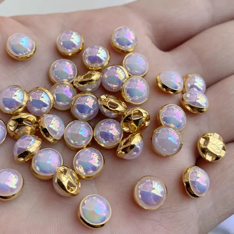 Пришивные аппликации с белым жемчугом 6 мм 8 10 и 12 Стразы AB золотыми кристаллами