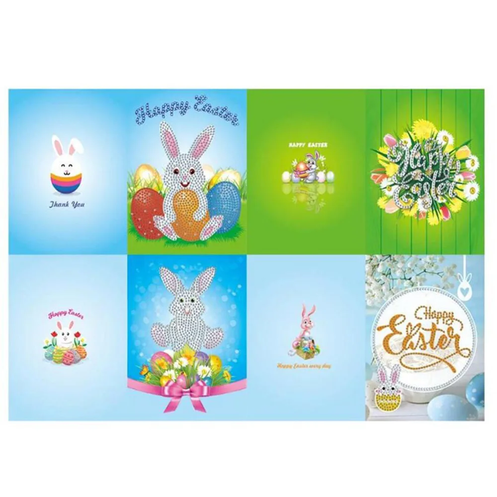 

Shaped Diamond 5D DIY Diamond Painting Cute Bunny Greeting Card Birthday Holiday Card Christmas Postcard Christmas Gift LD662