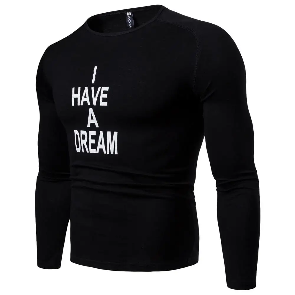 Новые мужские футболки с длинным рукавом из чистого хлопка Повседневная