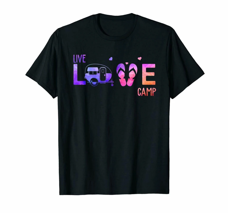 Вьетнамки для кемпинга в стиле Live Love Camp Van Chill Time черная футболка новая забавная