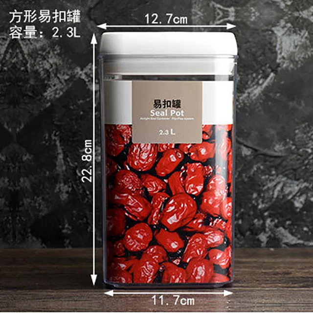 Square2.3L Контейнер для хранения пищевых продуктов, пластиковый ящик для хранения на кухне, многозерновой контейнер для хранения, прозрачные Герметичные банки, легко застегиваются, мультиемкость - Цвет: Square2.3L