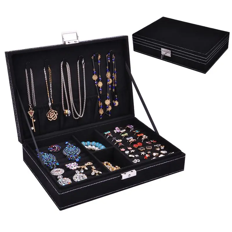 

BY8969 Packaging Storage Display Case Organizer Portable Jewelry Box Organizer hangers Jewellery Ring Earring Boxes Home