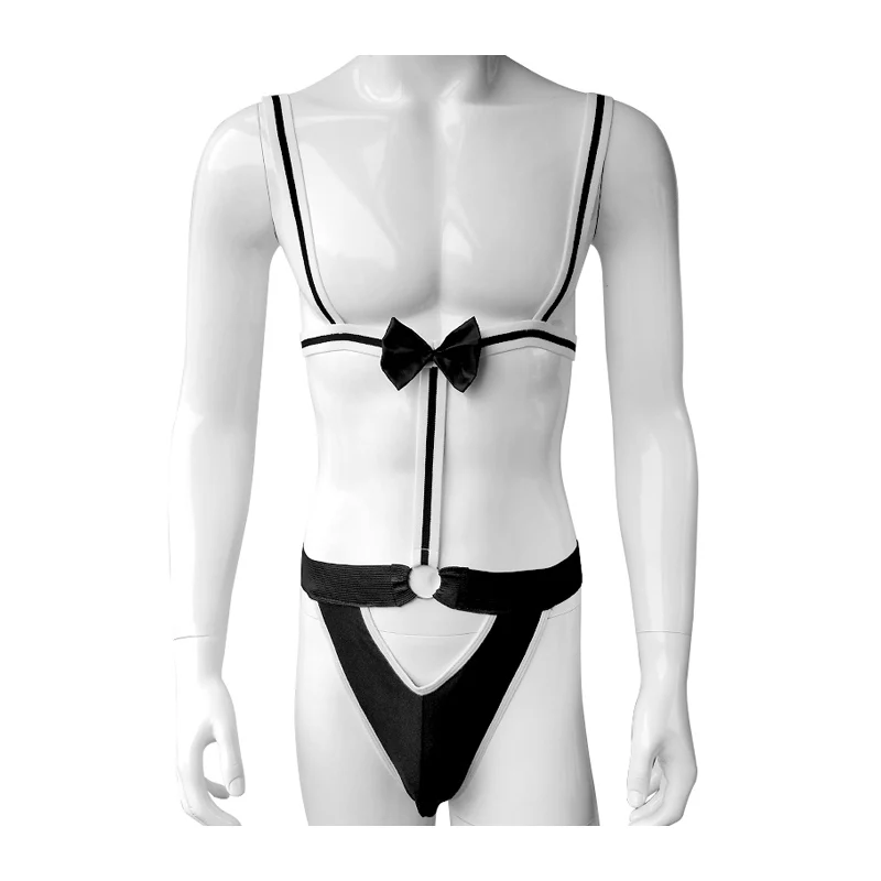 Сексуальные мужские трусы с открытой ягодицей джоки бантом боди Эротическое