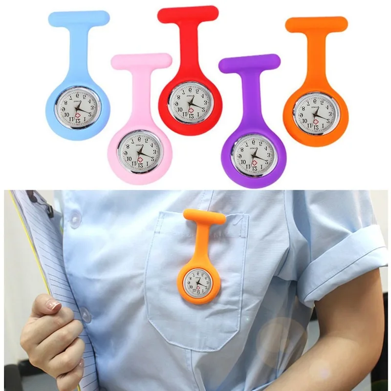 

Fashion Pocket Watches Silicone Nurse Watch Brooch Tunic Fob Watch With Free Battery Doctor Medical Unisex Watches Clock 2021