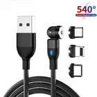 Магнитный кабель Micro USB, провод для быстрой зарядки, Тип C, вращающийся шнур для передачи данных, магнитное зарядное устройство для iPhone 13 12 Mini 11 Pro Max Huawei P50