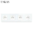 UNKAS 4 банды с украшением в виде кристаллов Стекло Панель французский Стандартный розетки 258*86 мм Мощность штепсельная вилка с заземлением 16A Серый электрической розетки