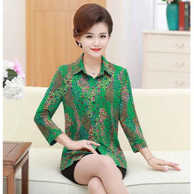 Блузка женская с цветочным принтом блузка рукавом три четверти для среднего