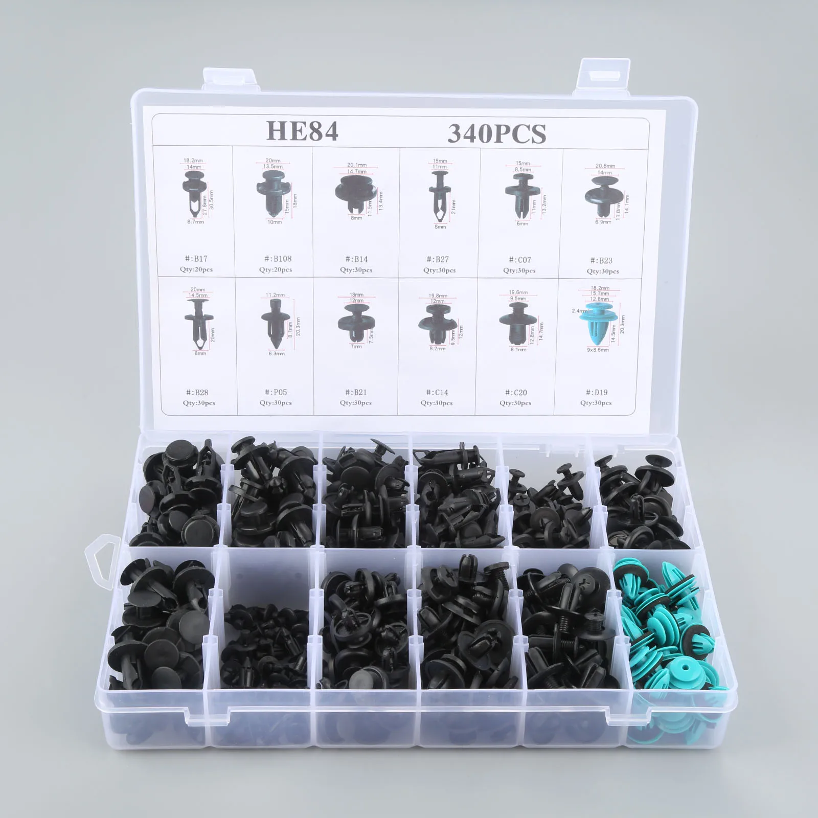 12 видов 340 шт. разнообразные автомобильные крепежи фиксаторы для бампера