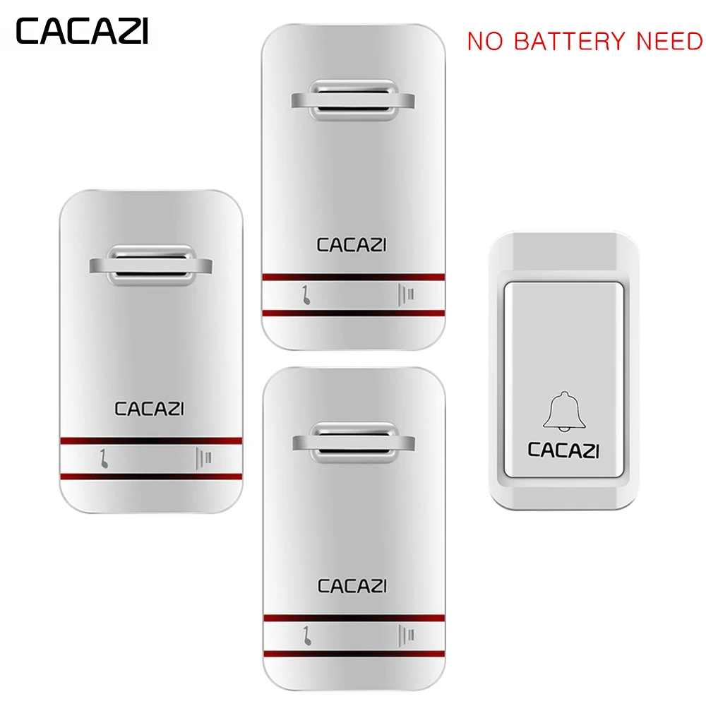 Беспроводной дверной звонок CACAZI автономный СВЕТОДИОДНЫЙ светильник без