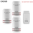 Беспроводной дверной звонок CACAZI с автономным питанием, без батареи, светодиодный светильник, домашний Водонепроницаемый дверной звонок, вилка США, ЕС, Великобритании, 1 кнопка, 1, 2, 3 приемника