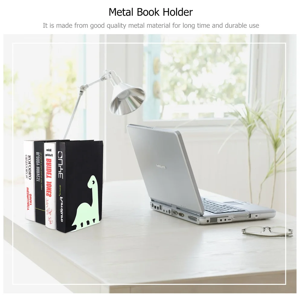 

1 Pair Metal Shaped Bookends Book Support Stand Desk Book Organizer