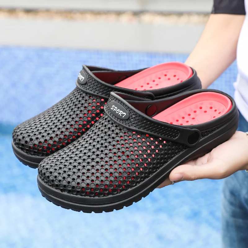 Мужские сандалии сабо Coslony черные с ремешками для пляжа и плавания большие