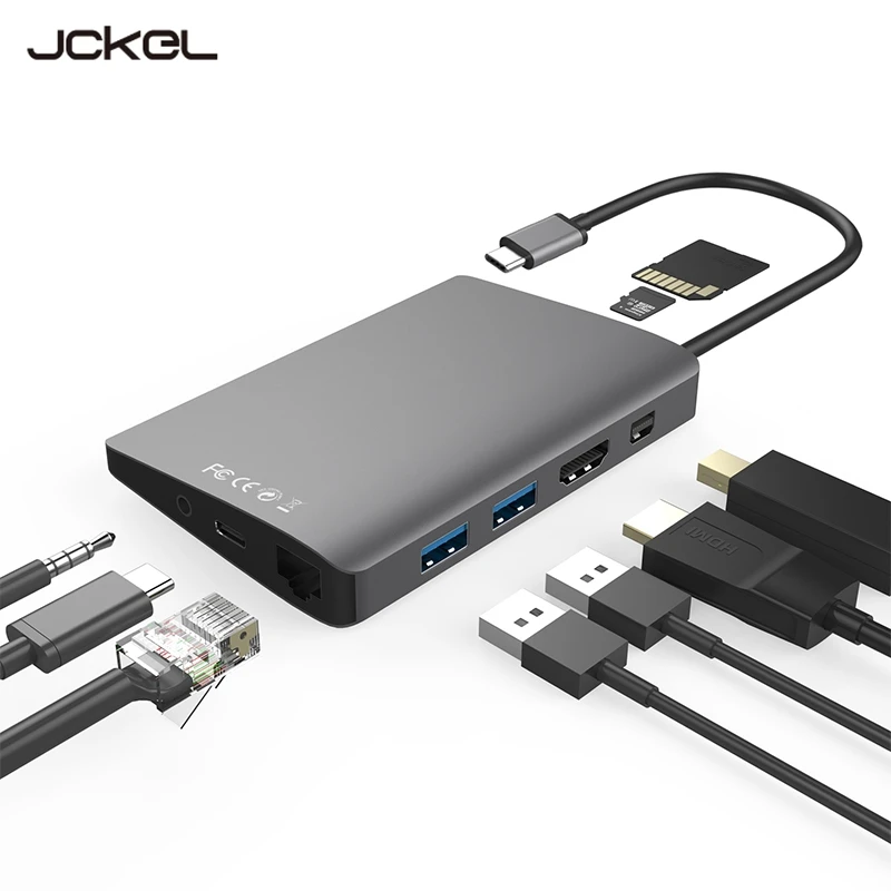 Адаптер JCKEL 9 в 1 USB C Hub многофункциональный адаптер HDMI/Gigabit Ethernet типа 3 Для 4K видео