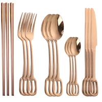 brand logo golden stainless steel spoons with holes gold cutlery sets spoon with a hole handle dinnerware dining tableware