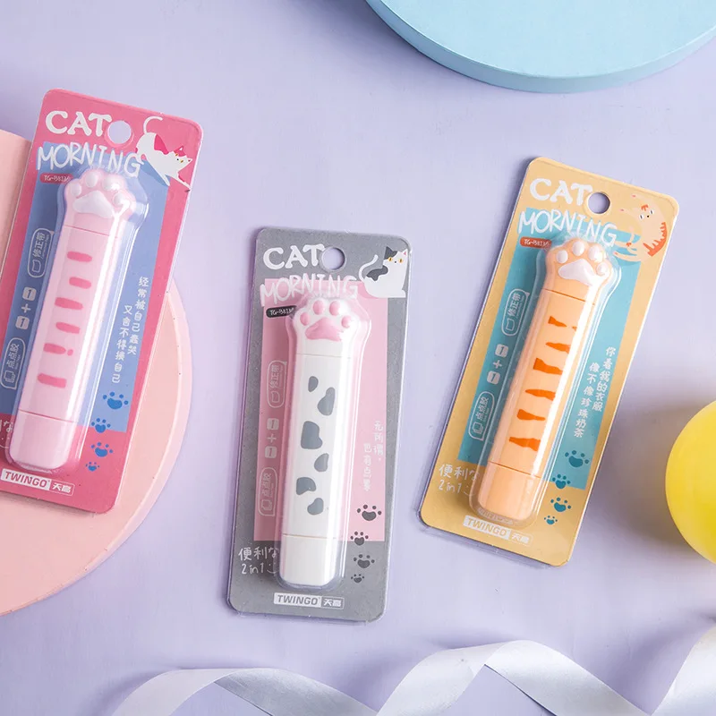 

24 шт./лот Kawaii двойная головка кошачья лапа 7 м Корректирующая лента многофункциональные ленты рекламные канцелярские подарки школьные офис...