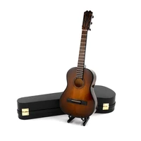 1pcs wooden miniature brown guitar model mini musical instrument for 112 dollhouse 16 110 14 action figure decoration gift
