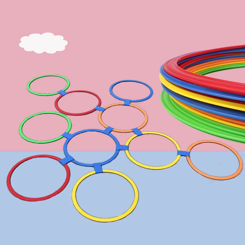 

Набор детских колец для прыжков, сенсорные Игры в помещении и на улице, с 10 кольцами и 10 разъемами, тренировочная спортивная игрушка