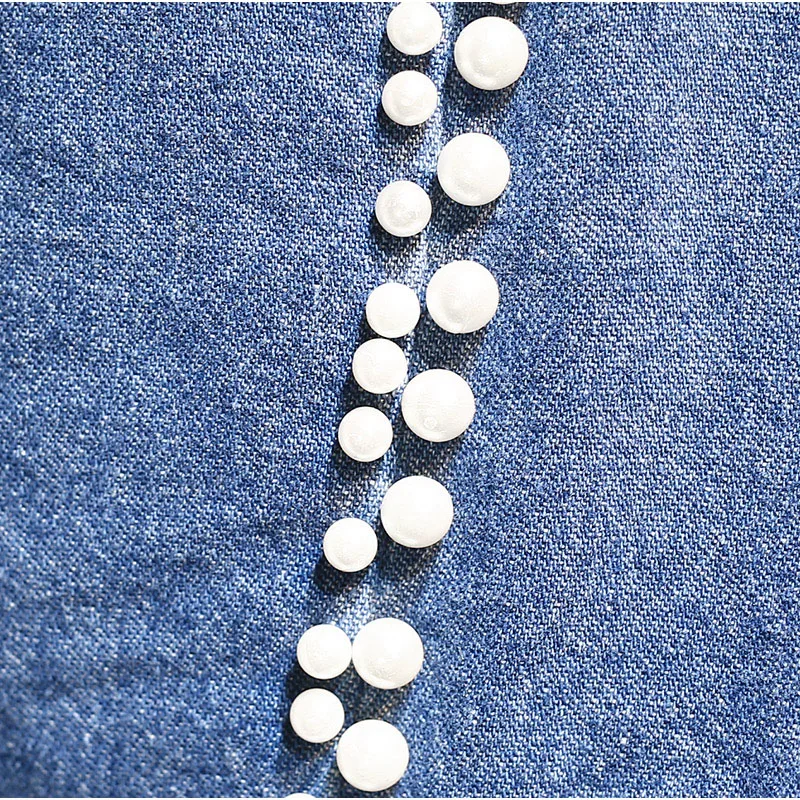 Короткие джинсы размера плюс с жемчужинами и бусинами на подоле 3XL 5XL