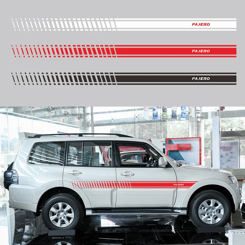 2 шт. боковой юбки подоконник наклейки для Mitsubishi PAJERO 4 гонки полоса наклейка