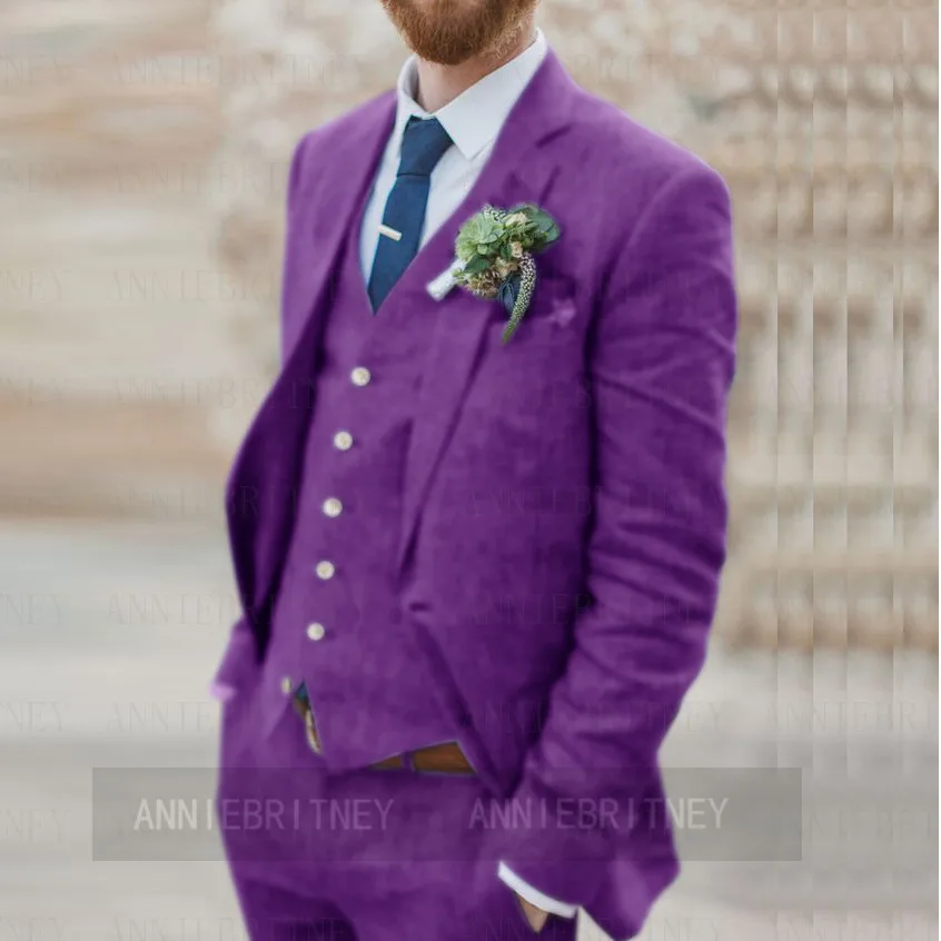 Светильник-голубые льняные мужские костюмы для пляжа свадьбы смокинги жениха