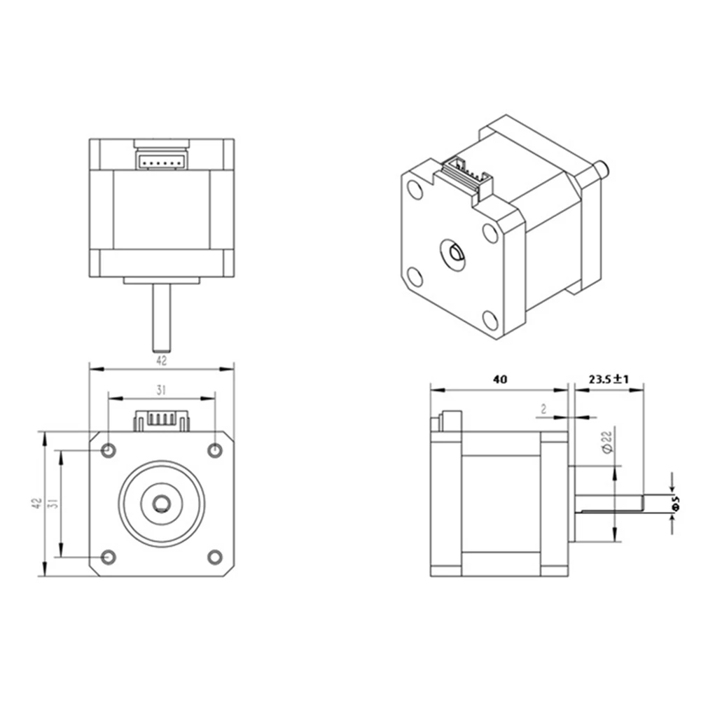 

40mm Nema17 Stepper Motor 42 motor Nema 17 motor 42BYGH 1.7A (17HS4401) motor 4-lead for 3D printer