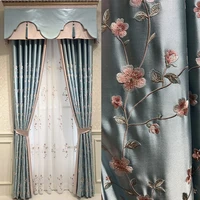 curtains blue window drape modern for living room curtains tulle sheer fabrics light luxury american embroidered plum blossom
