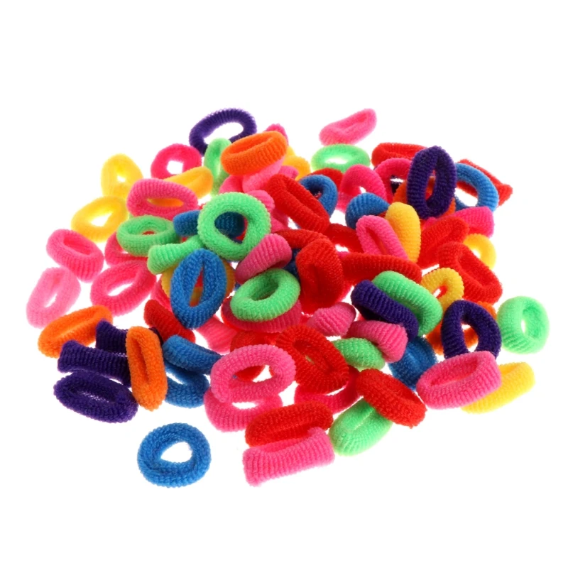 

100Pcs Kids Girl Colorful Elastic Hair Tie Band Rope Ring Band Ponytail Holder D55E