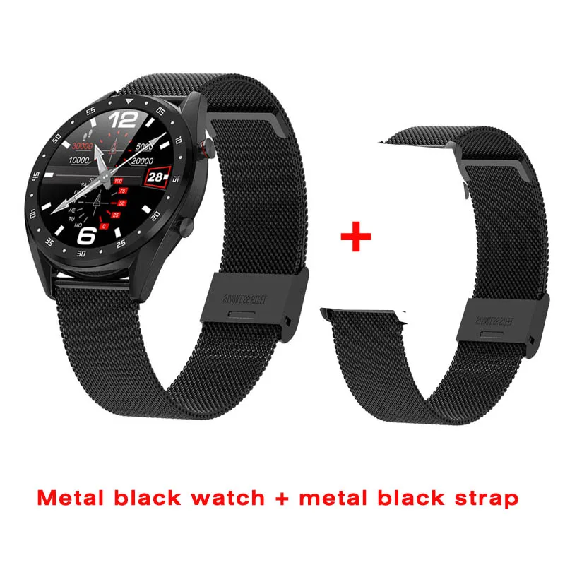 Greentiger L7 Bluetooth Смарт-часы для мужчин ЭКГ+ PPG HRV монитор сердечного ритма артериального давления IP68 Водонепроницаемый умный браслет Android IOS - Цвет: add metal strap