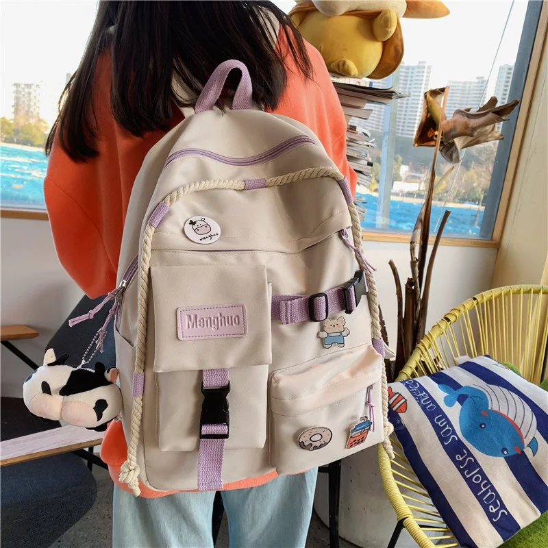 

Женский японский рюкзак в стиле Харадзюку, милый школьный ранец для колледжа с пряжкой, милый дорожный портфель на плечо для девочек-подрос...