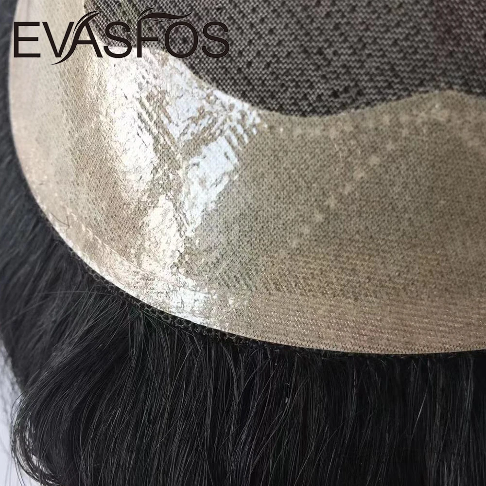 EVASFOS тонкие моно натуральные человеческие волосы парик прозрачный мужской
