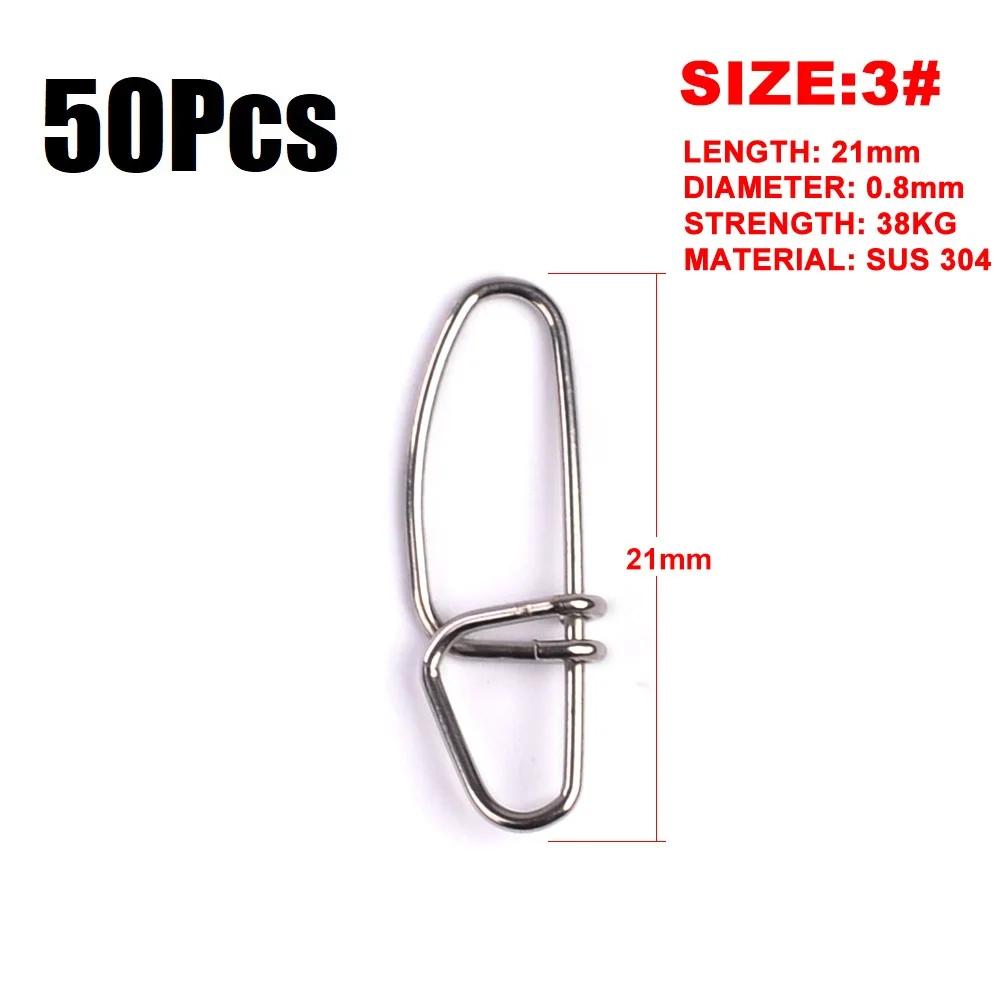 3 - 50pcs 50 шт./пакет Нержавеющая сталь разъем Быстрый защелка Замковая вертлюгом с застежкой безопасности защелки рыболовные приманки инструменты Крюк PESCA grip Swivel металла - Цвет: 3 - 50pcs