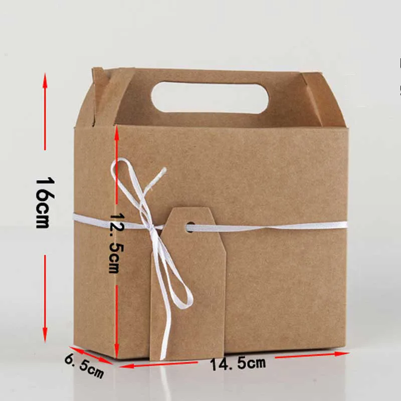 5 шт. крафт бумажная коробка с ручкой Свадебная подарочная упаковка для кексов