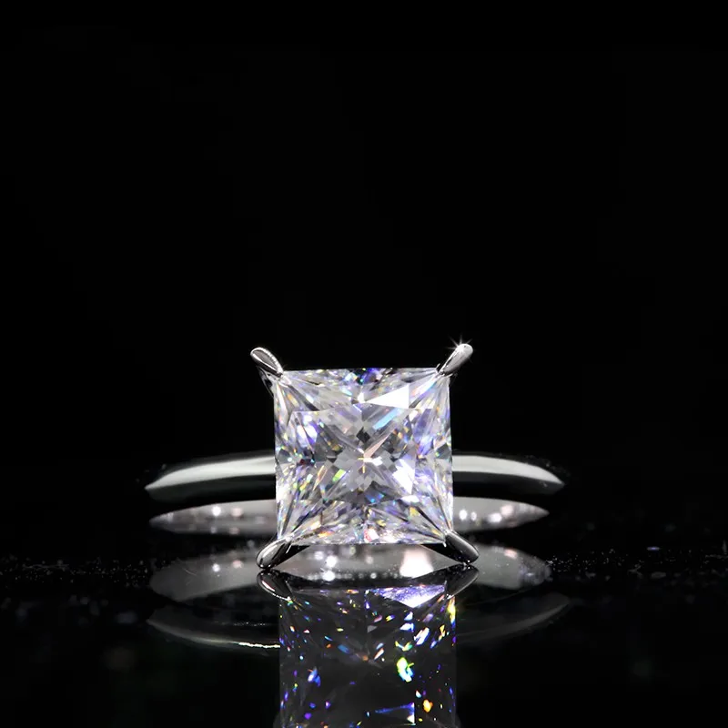 Кольца женские из серебра 100% пробы квадратные 2 карата | Украшения и аксессуары