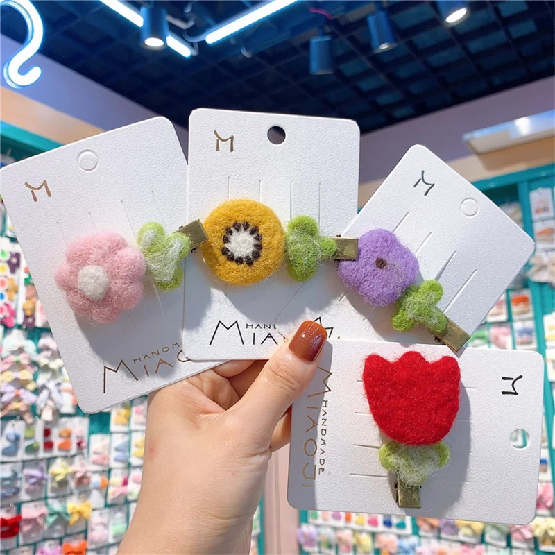 

Korean Style Girls Cute Flower Hair Clip Plush Fruit Hairpin Cute Baby Headdress Side Clip for Women Fashion Hair Accessories