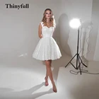 Современное короткое блестящее ТРАПЕЦИЕВИДНОЕ длинное свадебное платье без рукавов, свадебные платья для милой невесты, вечерние наряды на выпускной, платье, свадебное платье