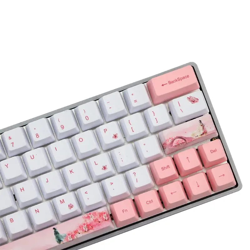 

Sakura Dye-Sublimation Keyboard Cute Keycap PBT OEM Profile Keycap For GH60 GK61