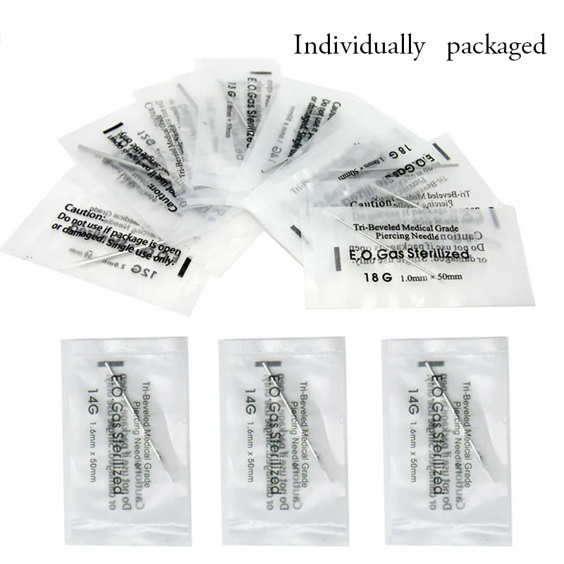Одноразовые Стерильные иглы для пирсинга тела 12 г/14 г/16 г/18 г/20 г 100 шт.