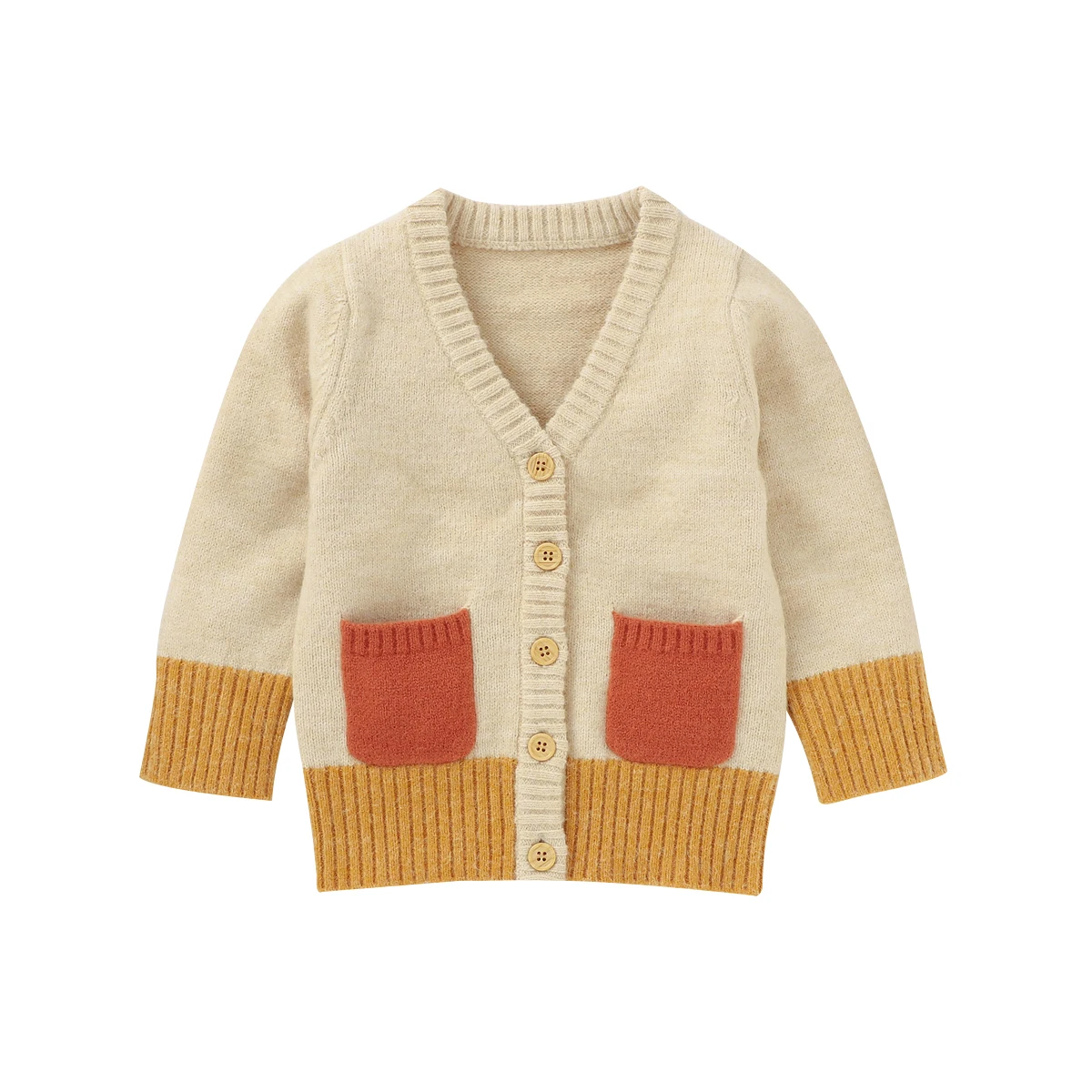 

Winter Infant Newborn Kid Baby Girls Boys Sweaters Long Sleeved Cardigan Fresh Color Contrast V-neck Knitted Jacket Sweaters