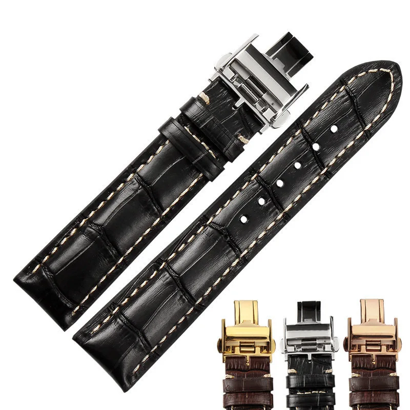 

The First Layer Of Cowhide Leather Strap Men's And Women's Butterfly Buckle is Suitable For Longines Luya Military Flag Masters