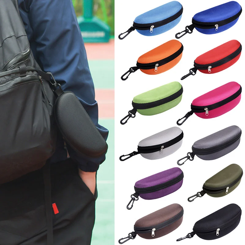 

Portable Sunglasses Case Glasses Protector Lightweight Zipper Eyeglass Shell with Carabiner BMF88