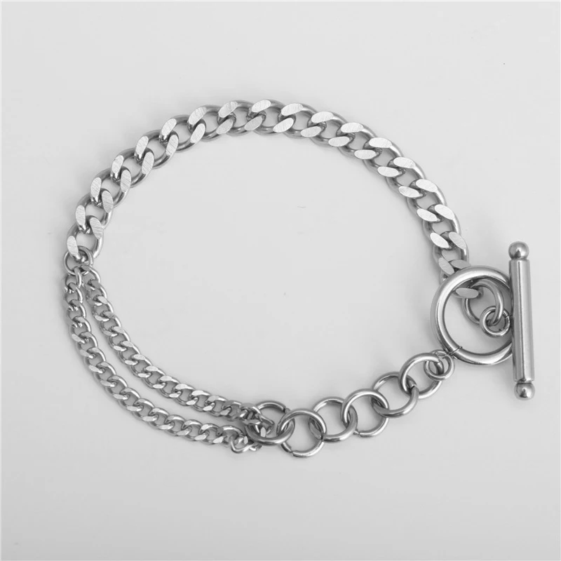 Stainless steel bracelet/couple/women/punk/bileklik/femmeStainless Steel Bracelet pulsera hombre for women punk bracelet homme - Окраска металла: Stainless steel