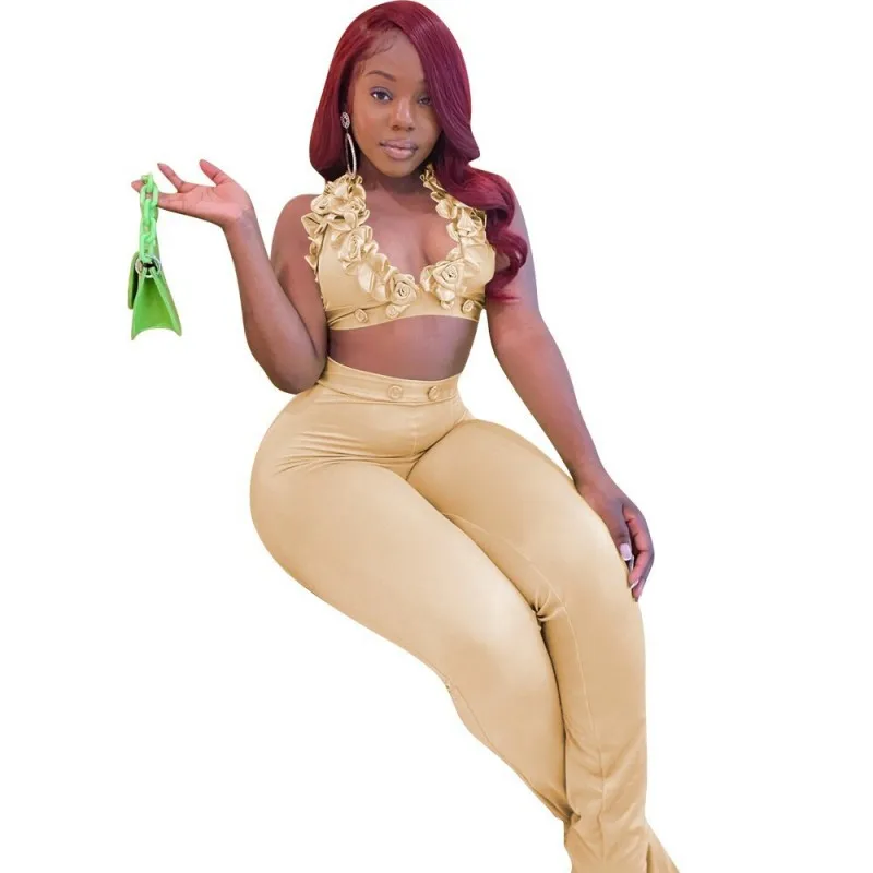

2022 African Clohtes For Women New Arrival Spring Autumn Solid Color Two Pieces Sets Top Pants Matching Suits Africa Clothing