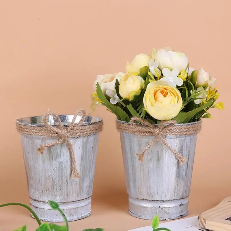 

New Flower Pot Gardening Supplies Vintage Metal Iron Keg Flower Pot Garden Decor
